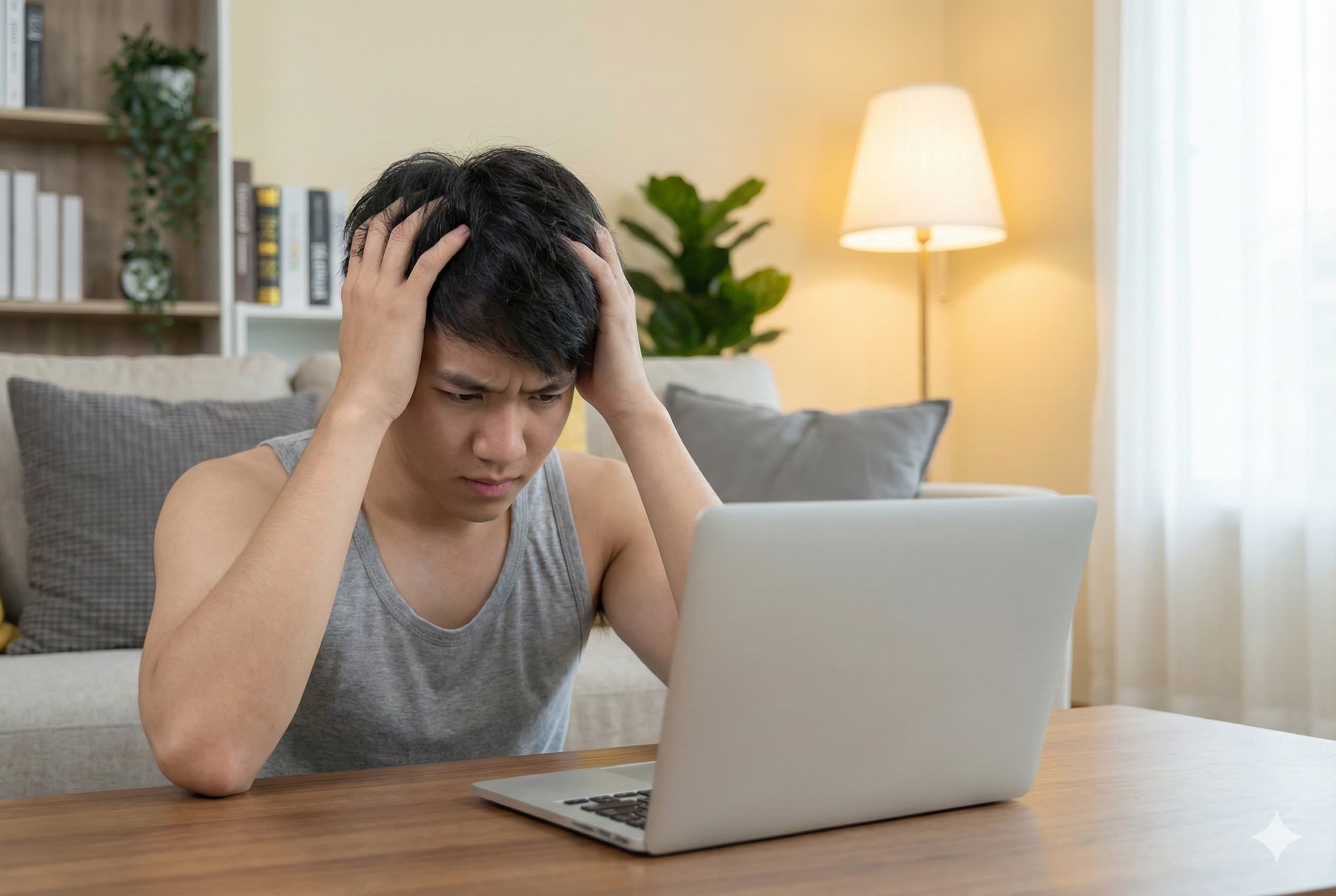 悩んでいる男性