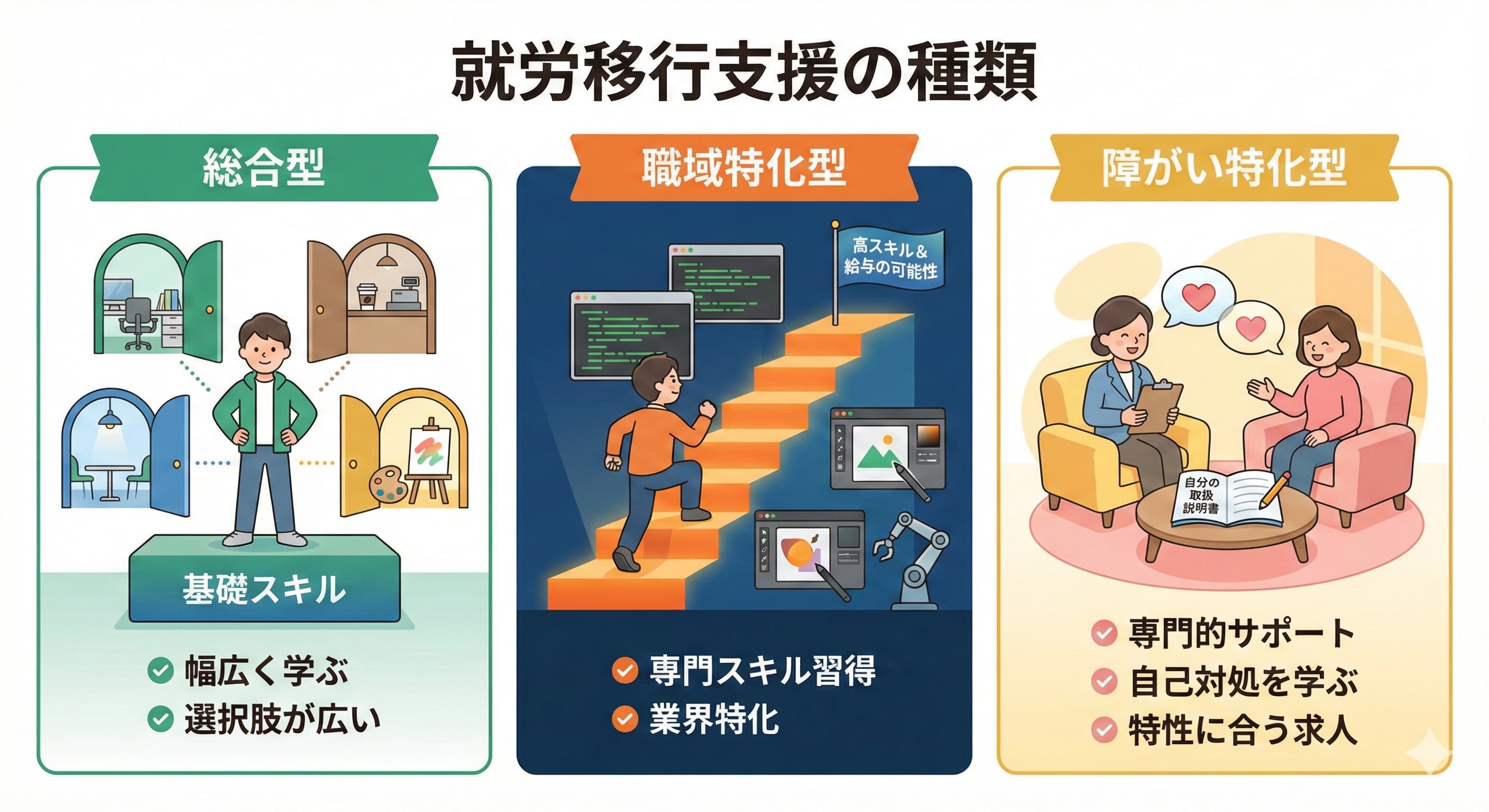 就労移行支援の種類