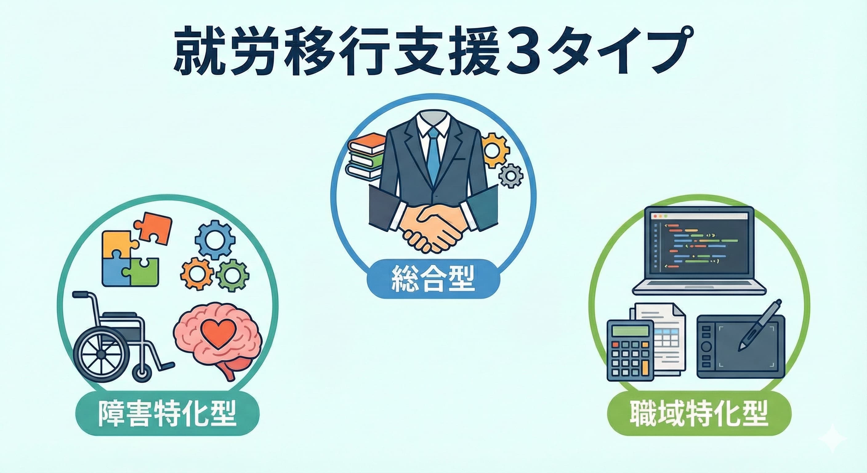 就労移行支援の3つのタイプ